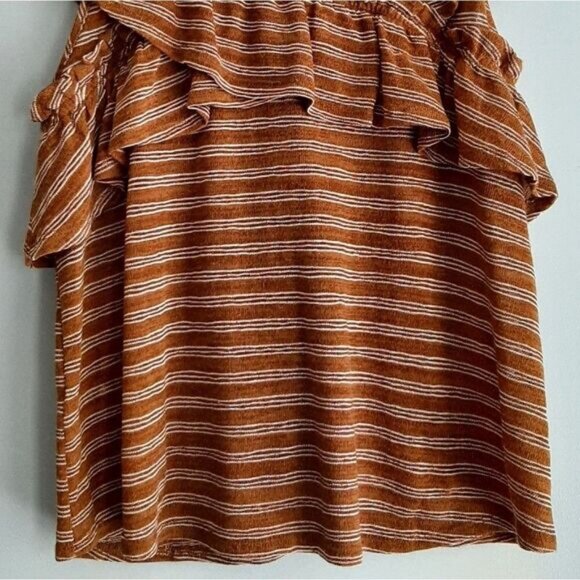 MAURICES Ruffled Fine Knit Tank Top Tan & White Striped Sz XL - Picture 8 of 10